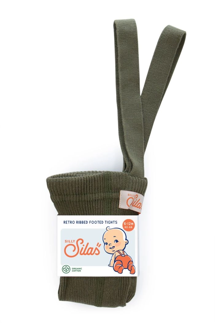 Silly Silas Cotton tights with braces Olive_1