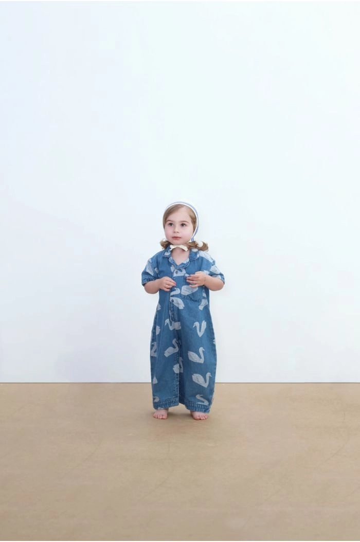 Tinycottons Big Swans Baby One-Piece Blue_3