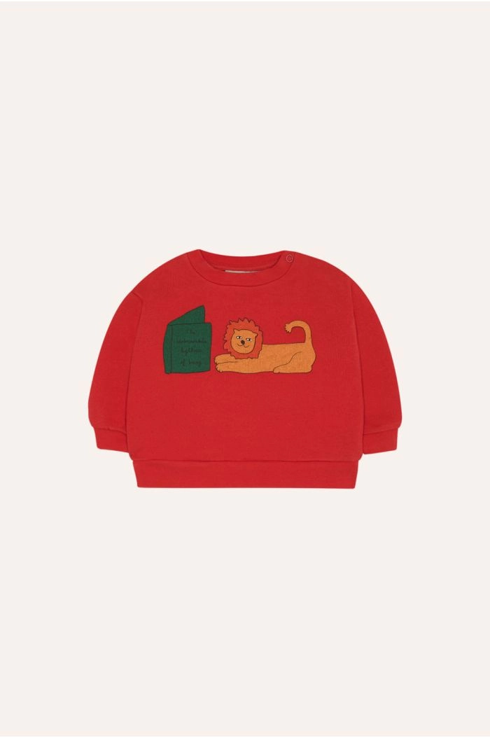 The Campamento Reading Lion Baby Sweatshirt Red_1