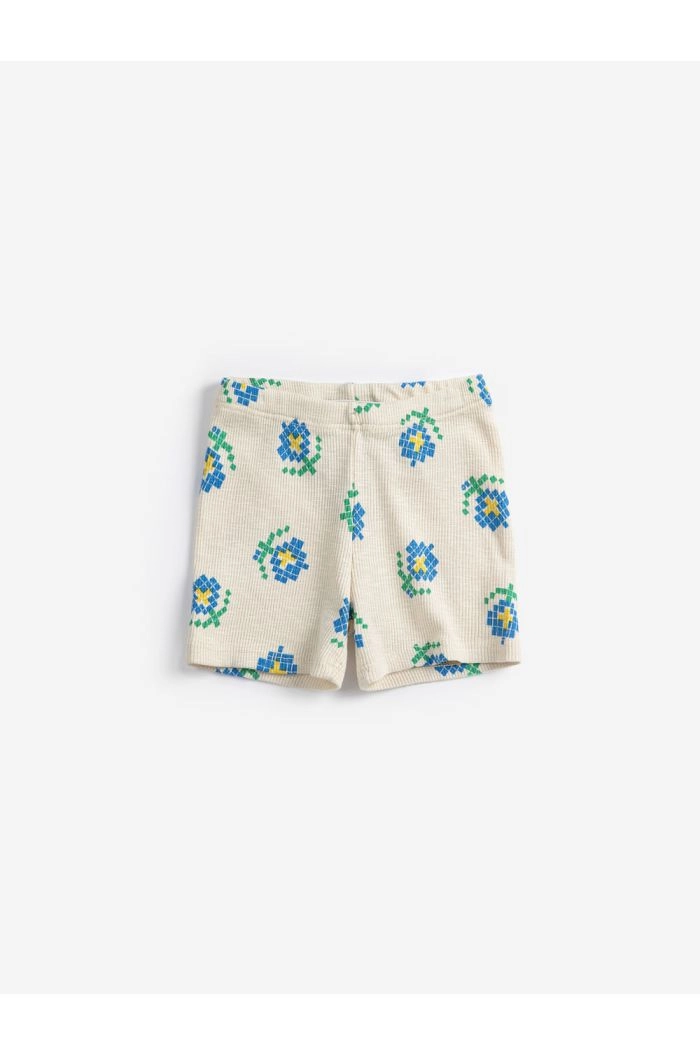 Bobo Choses Pixel Flowers all over short leggings White_1