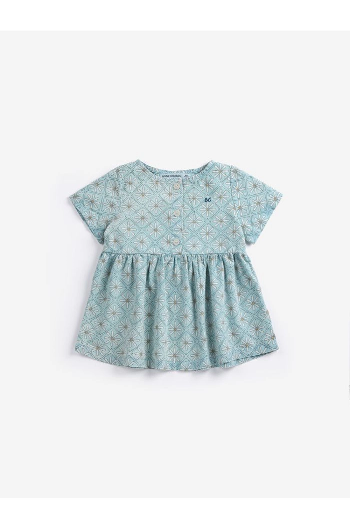 Bobo Choses Daisy Mosaic all over woven dress Light Blue_1