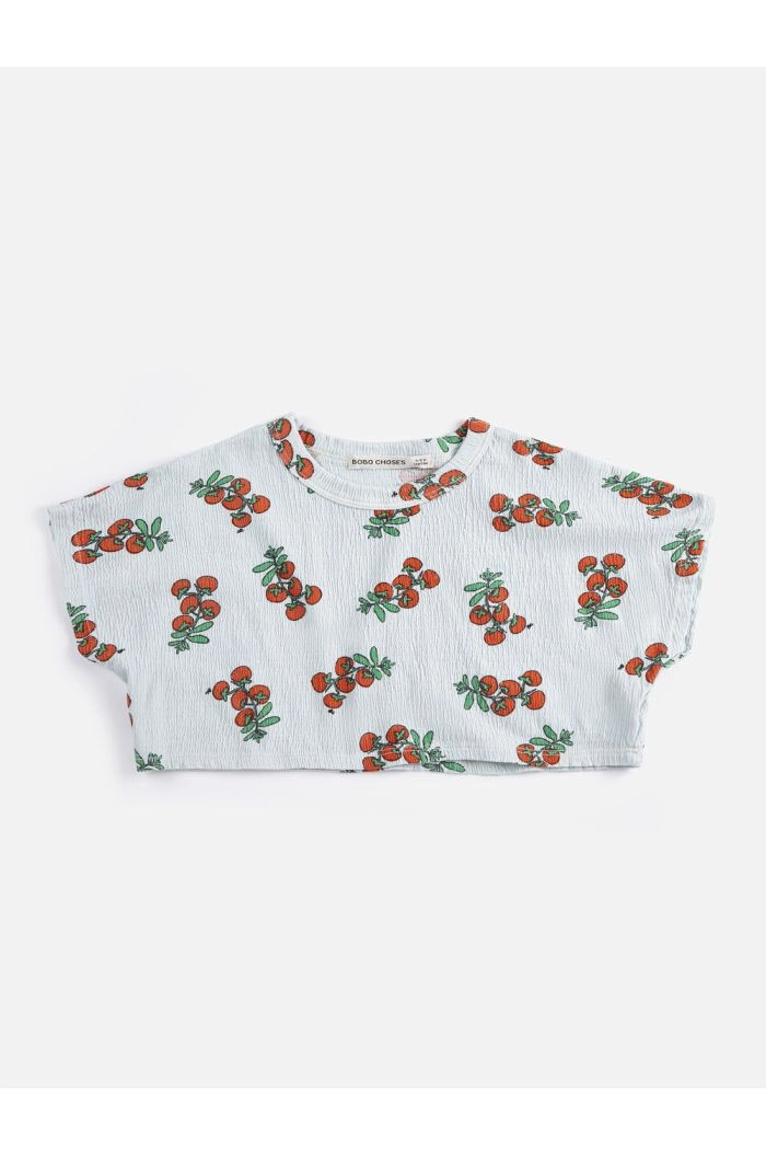 Bobo Choses Juicy Tomatoes allover cropped T-shirt Light Blue_1