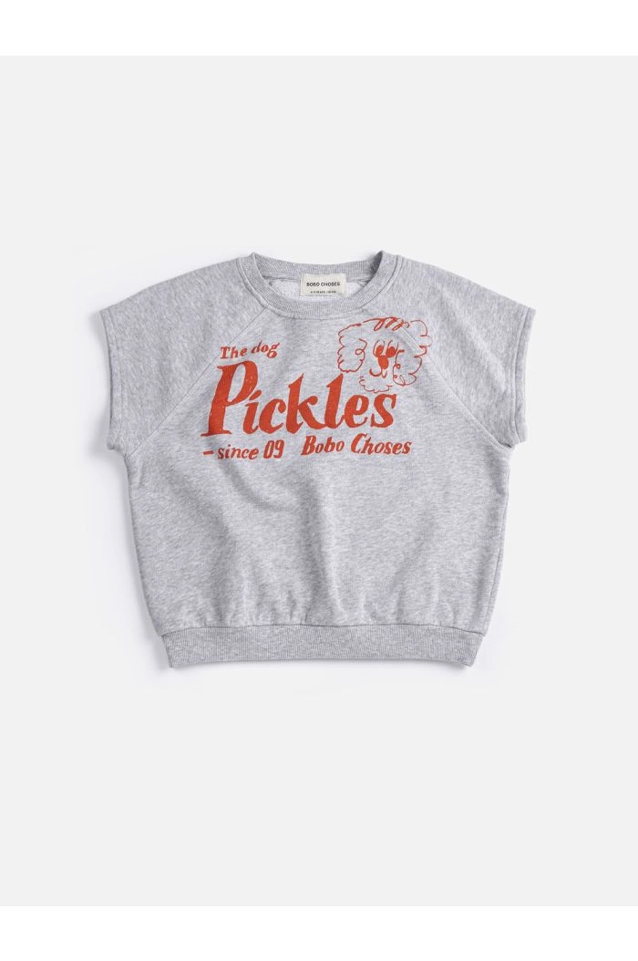 Bobo Choses Pickles The Dog sleeveless sweatshirt Heather Grey_1