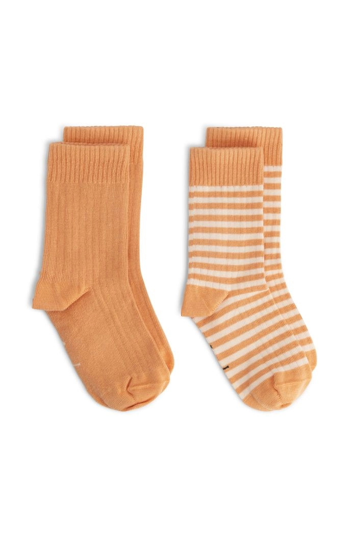 Gray Label Ribbed Socks GOTS | 2-pack Melon - Cream_1